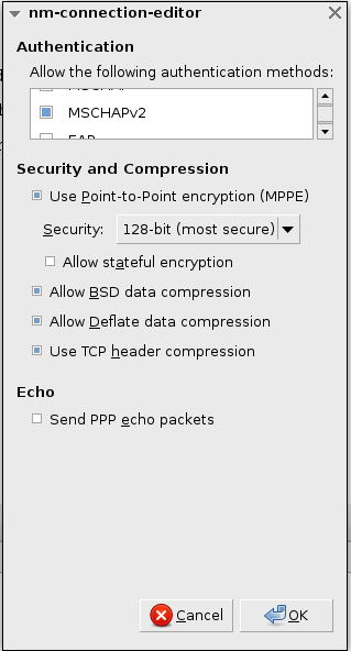 Network Manager Settings - Advanced VPN Details